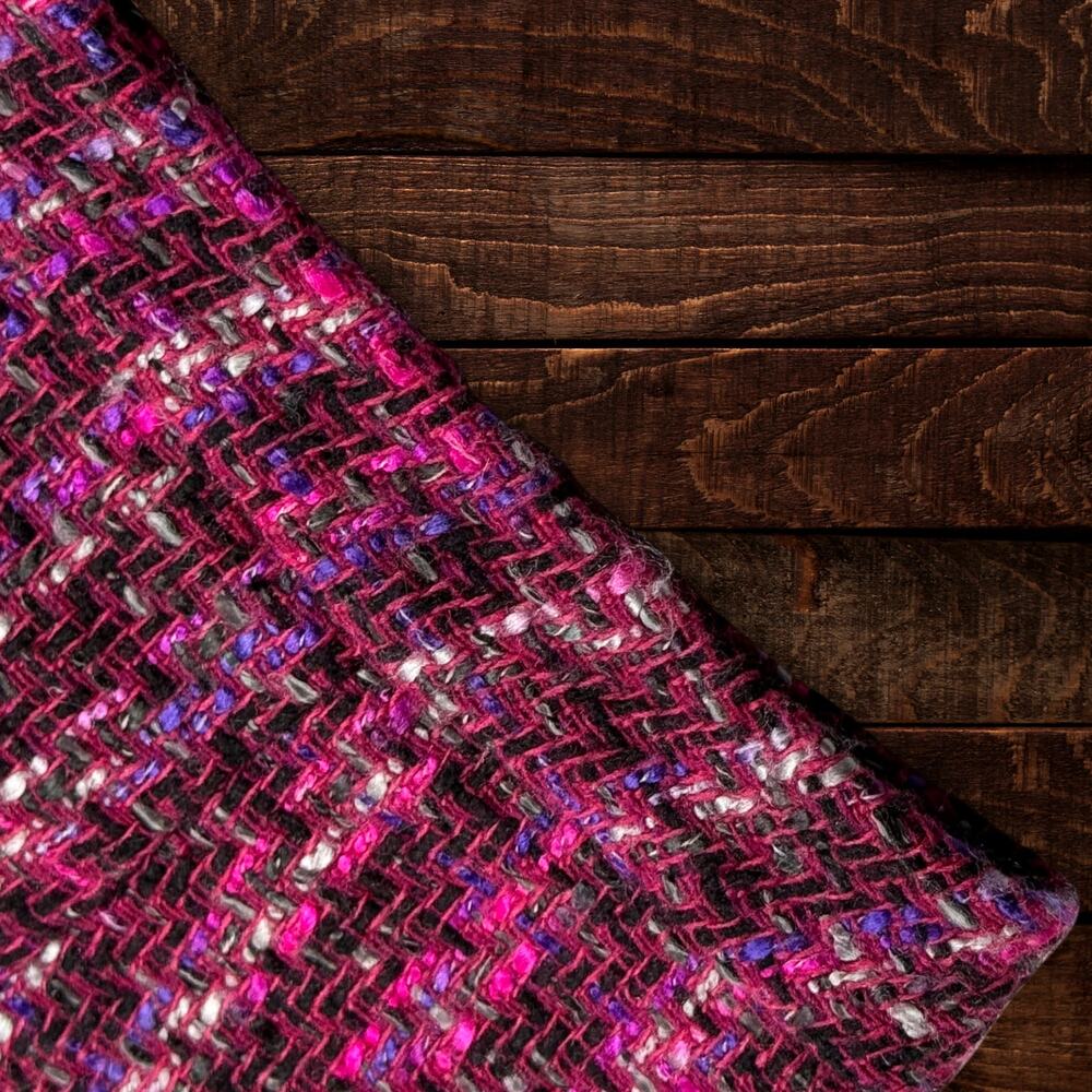 Zara Basic Magenta Pink Tweed Mini Skirt Fringe Trim Preppy Bouclé Medium - Picture 6 of 10